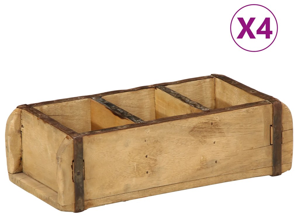 vidaXL Δίσκοι 4 τεμ 30x14x9 εκ Σολινό ξύλο ανακυκλωμένο