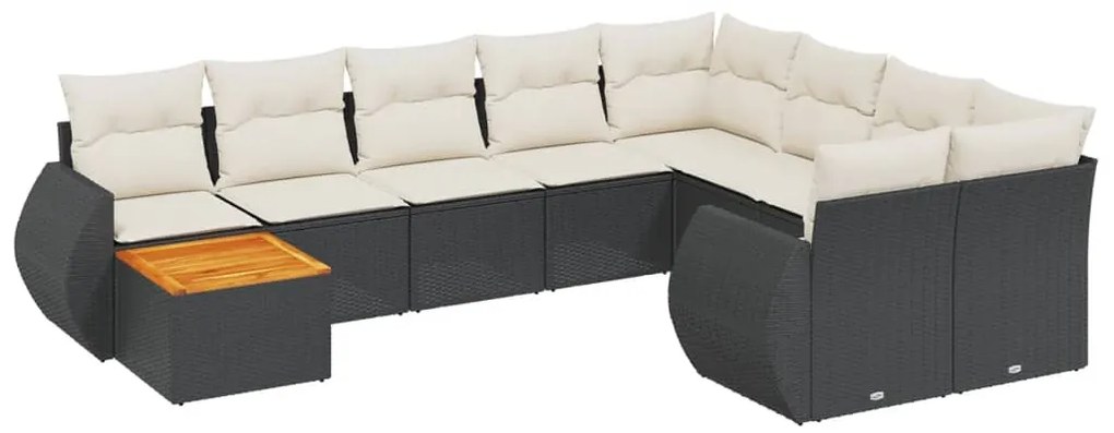 vidaXL Σαλόνι Κήπου Σετ 10 Τεμαχίων Μαύρο Συνθετικό Ρατάν με Μαξιλάρια