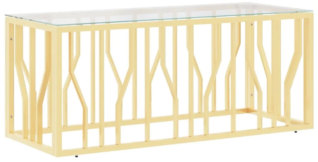 vidaXL Τραπέζι Σαλονιού 110x45x45 εκ. από Ανοξ. Ατσάλι και Γυαλί