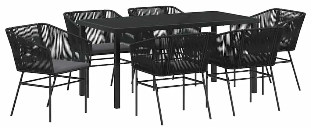 vidaXL Σέτ φαγητού για κήπο 7 pcs Μαύρο Χάλυβας με επίστρωση πούδρας