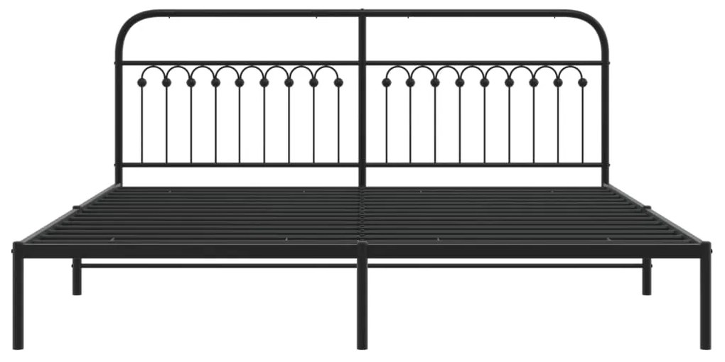 vidaXL Πλαίσιο Κρεβατιού με Κεφαλάρι Μαύρο 193 x 203 εκ. Μεταλλικό