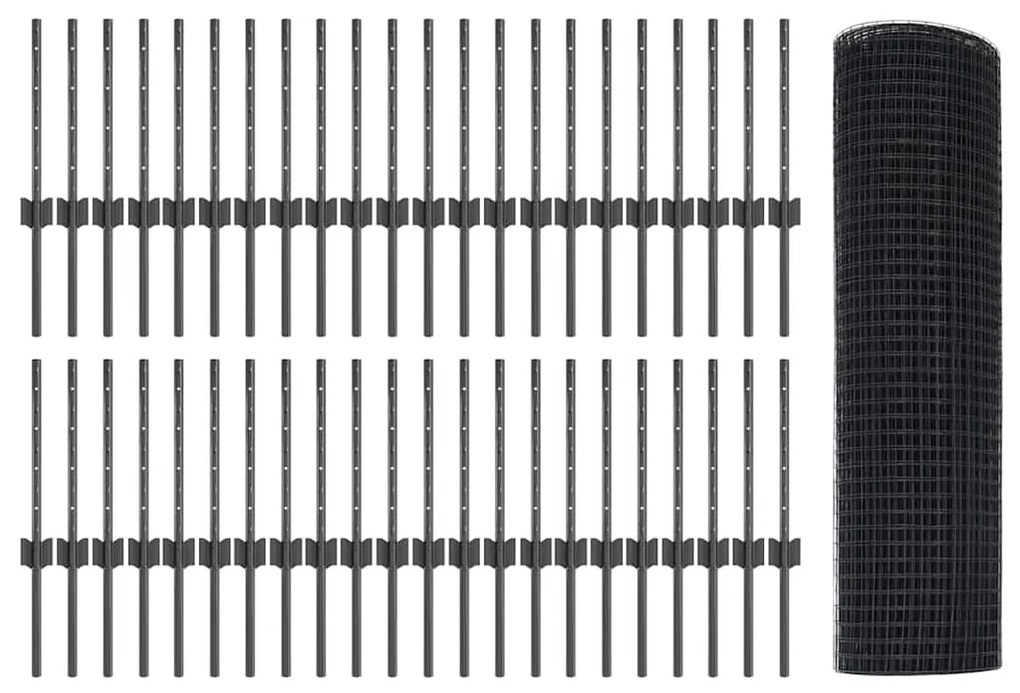 vidaXL Τεντώτο με στήριγμα Γκρι 0,4 x 100 μ Χάλυβας και PVC