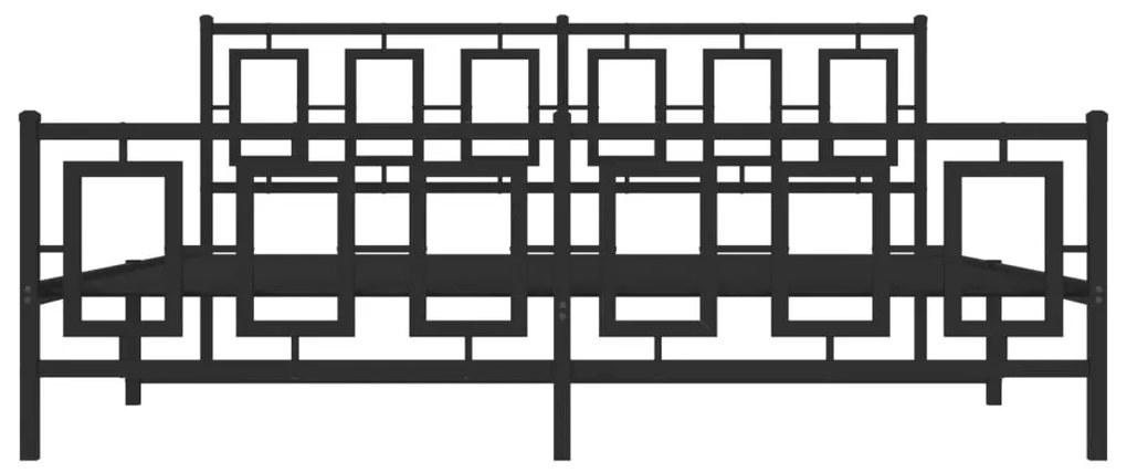 vidaXL Πλαίσιο Κρεβατιού με Κεφαλάρι&Ποδαρικό Μαύρο 183x213εκ. Μέταλλο