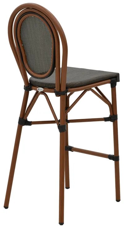 Σκαμπό μπαρ Dezyan pakoworld καρυδί αλουμίνιο-γκρι textilene 41.5x53.5x116εκ