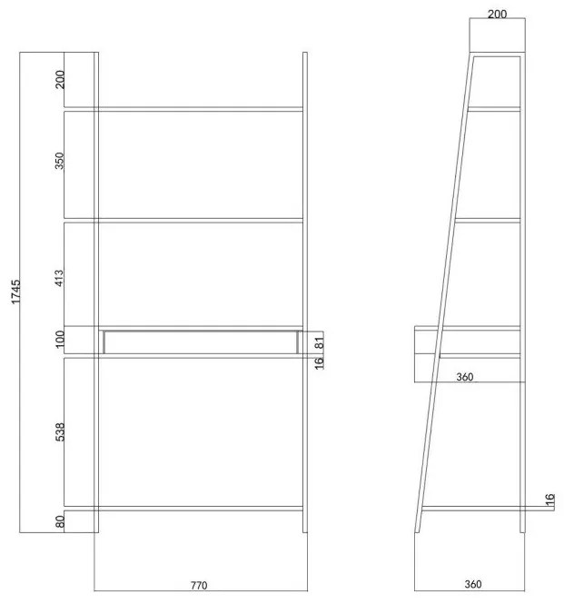 Τραπέζι γραφείου Oakland H166, Με συρτάρια, 71x77x36cm, Μαύρο, Άγρια δρυς