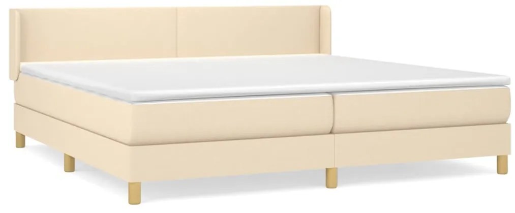vidaXL Κρεβάτι Boxspring με Στρώμα Κρεμ 200x200 εκ. Υφασμάτινο
