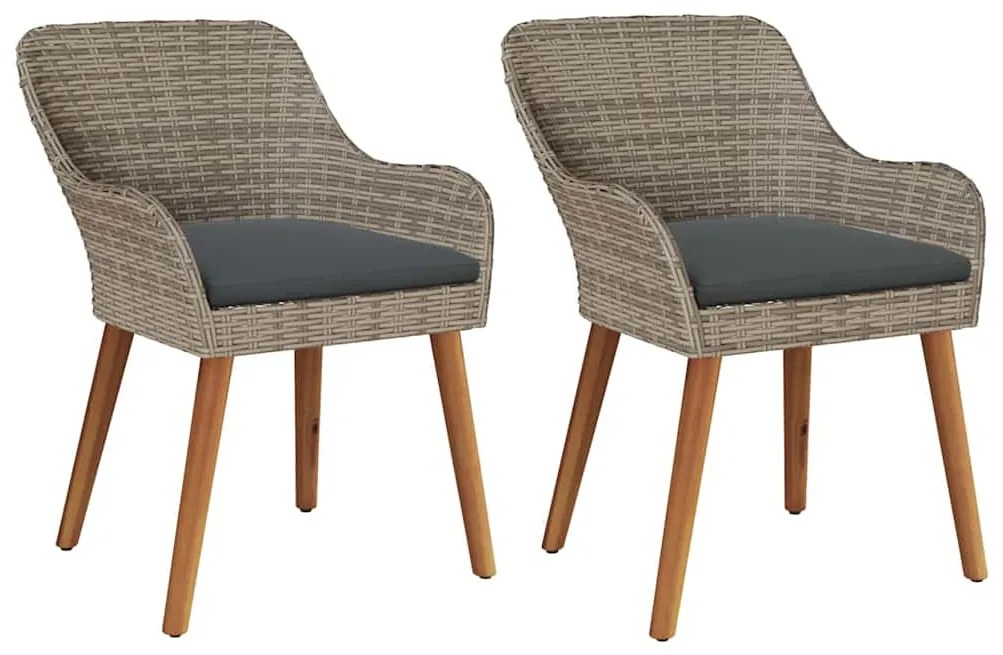 vidaXL Καρέκλα Κήπου 2 pcs Μαύρο 62.5 x 55 x 82 εκ συνθετικό ρατάν