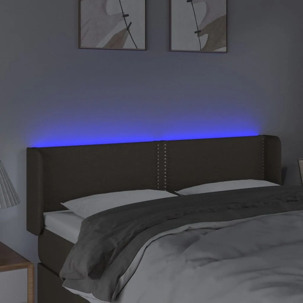 vidaXL Κεφαλάρι Κρεβατιού LED Taupe 147x16x78/88 εκ. Υφασμάτινο