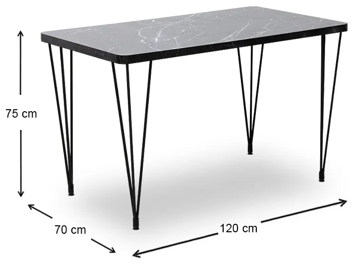 Τραπέζι Roger Megapap Mdf - μεταλλικό χρώμα μαύρο εφέ μαρμάρου 120x70x75εκ. - GP038-0011,2 - GP038-0011,2