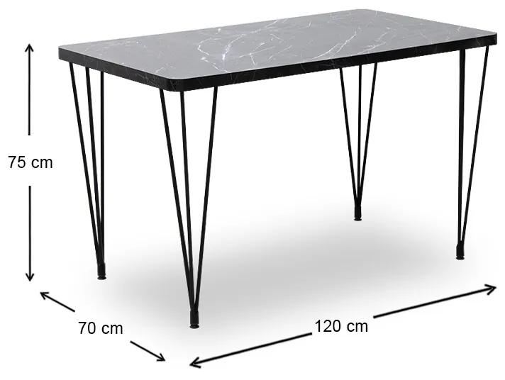 Τραπέζι Roger Megapap Mdf - μεταλλικό χρώμα μαύρο εφέ μαρμάρου 120x70x75εκ. - Μέταλλο - GP038-0011,2