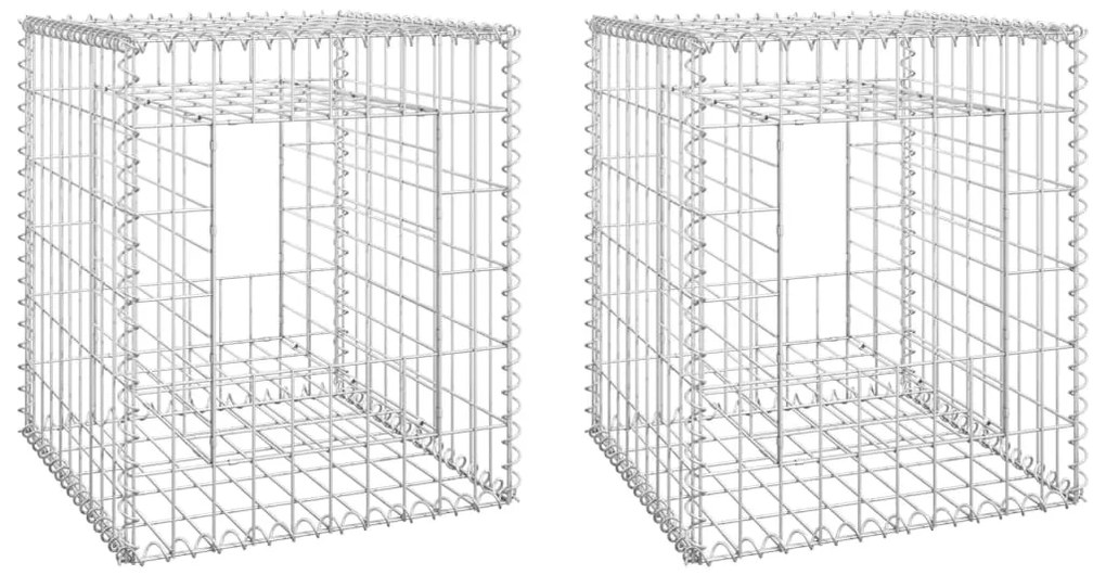 vidaXL Συρματοκιβώτια Στύλοι 2 τεμ. 50 x 50 x 60 εκ. Σιδερένιοι