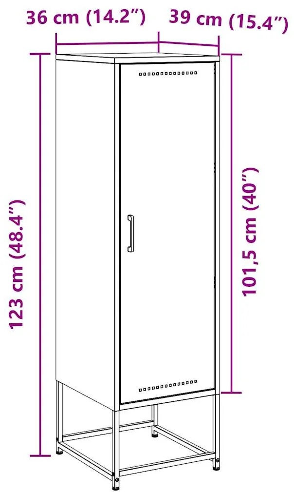 Μπουφές Μαύρος 36x39x123 εκ. από Ατσάλι - Μαύρο