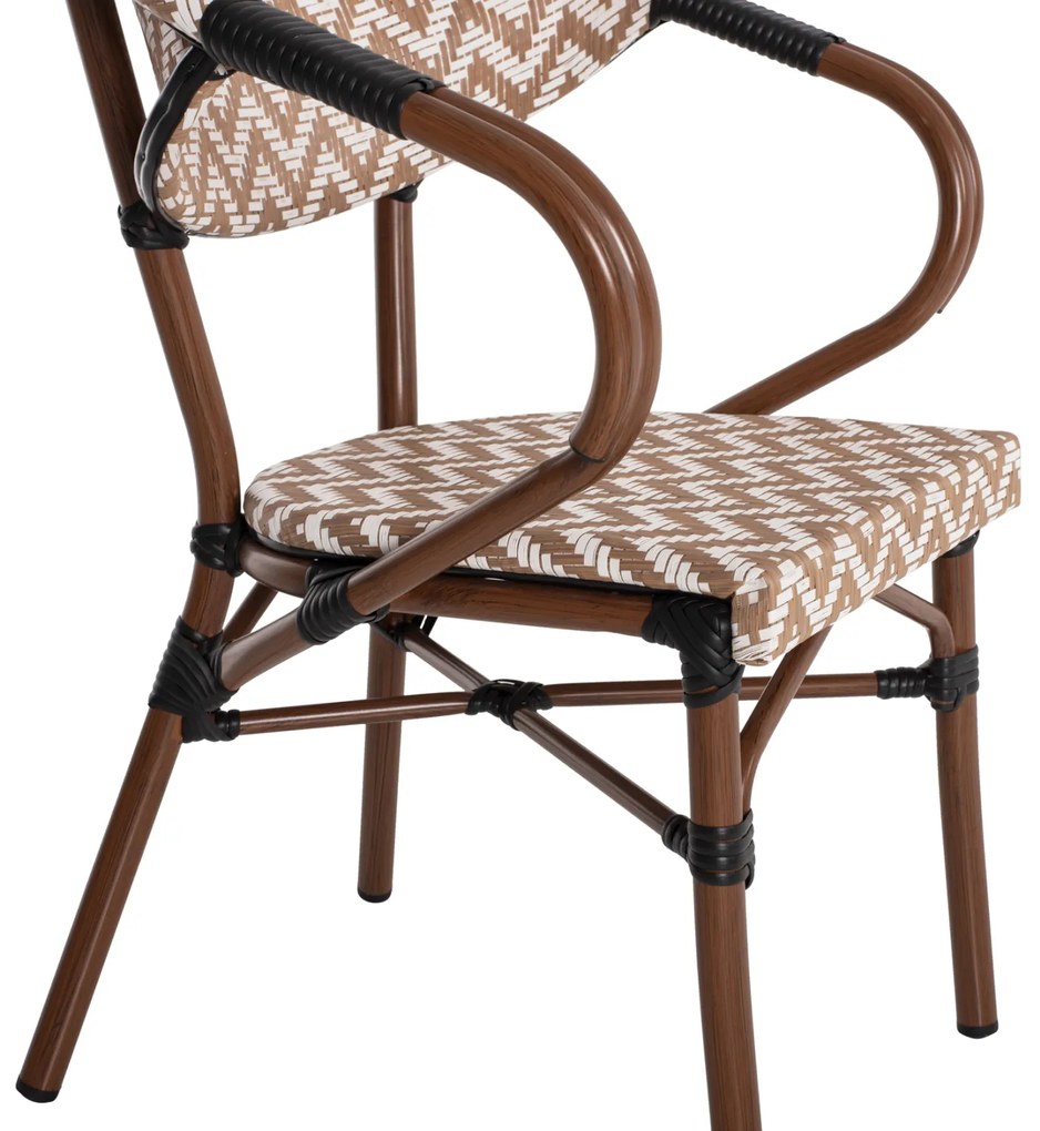 Πολυθρόνα Bamboo Look Καφέ-Λευκό 56,5x56,5x82 Εκ.