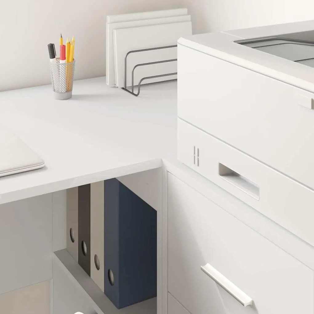 vidaXL Γωνιακό γραφείο Λευκό 102 x 50 x 75 εκ Επεξεργασμένο ξύλο