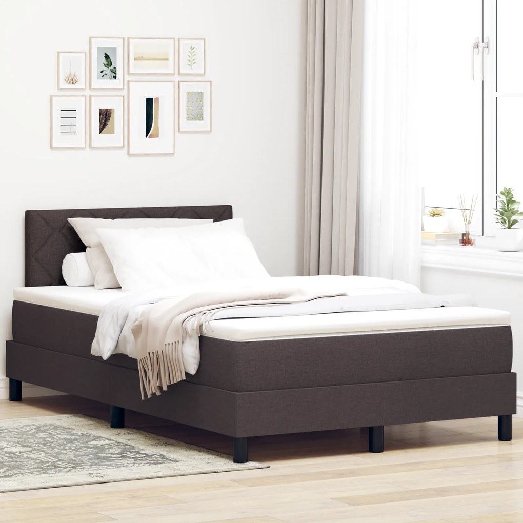 vidaXL Κρεβάτι με ελατήριο Σκούρο Καφέ 120x190 cm Ύφασμα