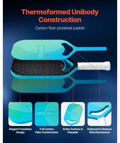 VEVOR Pro Carbon Fiber Pickleball Paddle with Aero Throat Honeycomb Core Racket