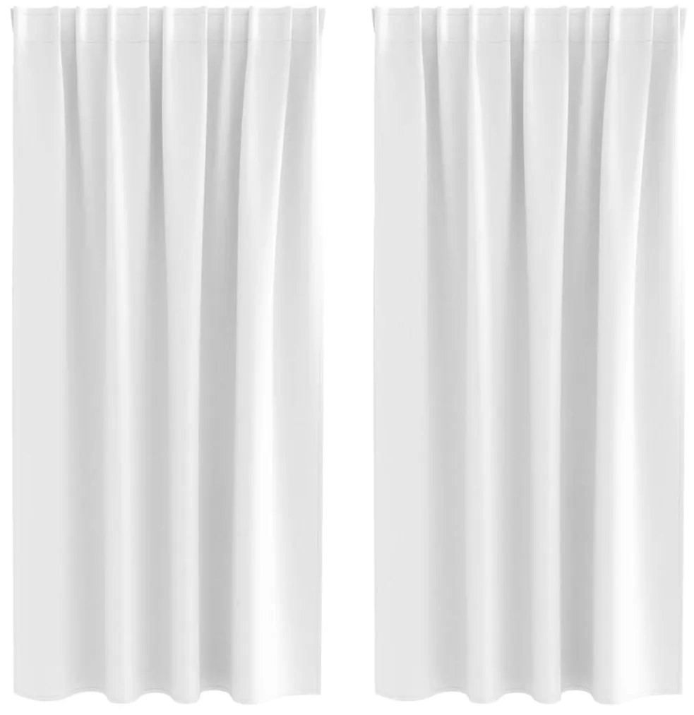 vidaXL Κουρτίνες Μαύρης Ύφανσης με Δαχτυλίδια 2 pcs Λευκό φωτεινό