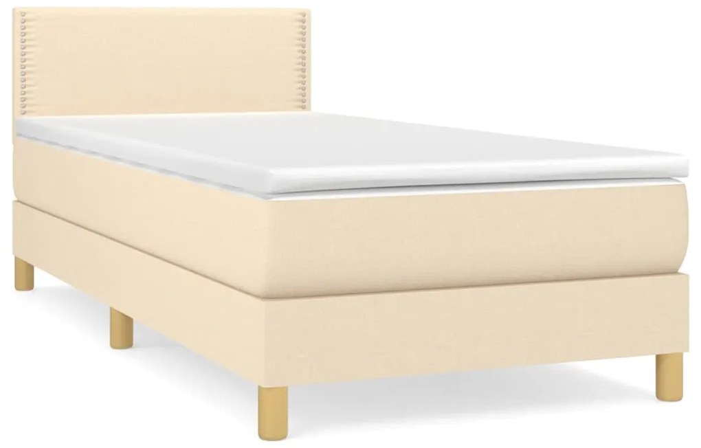 ΚΡΕΒΑΤΙ BOXSPRING ΜΕ ΣΤΡΩΜΑ ΚΡΕΜ 100 X 200 ΕΚ. ΥΦΑΣΜΑΤΙΝΟ 3140518