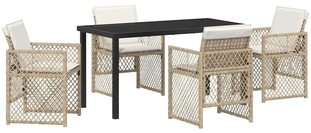 vidaXL Σέτ φαγητού για κήπο 5 pcs Μπεζ συνθετικό ρατάν