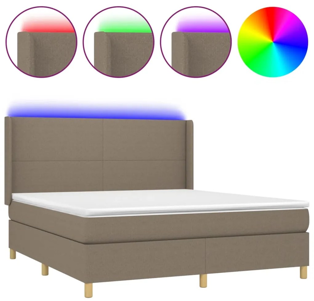 ΚΡΕΒΑΤΙ BOXSPRING ΜΕ ΣΤΡΩΜΑ &amp; LED TAUPE 160X200 ΕΚ. ΥΦΑΣΜΑΤΙΝΟ 3138729