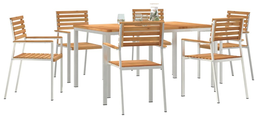 vidaXL Σετ Κηπουρικής 7 Τεμαχίων από Ξύλο Teak και Ανοξείδωτο Χάλυβα