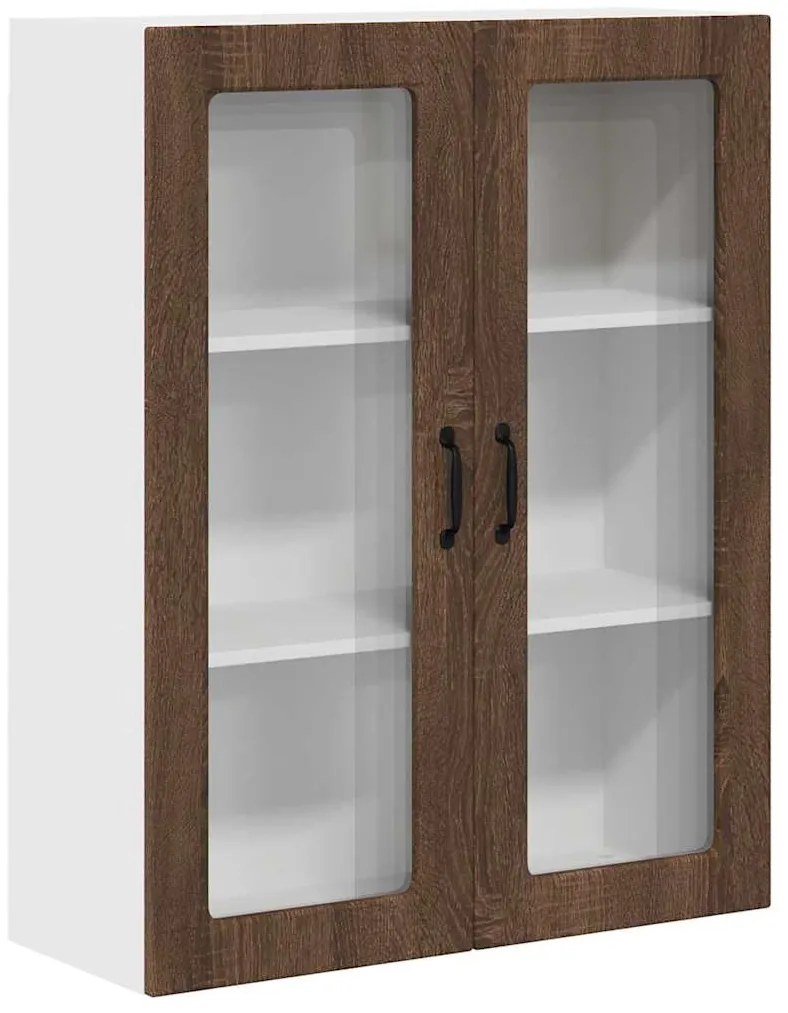 vidaXL Κρεμαστό ντουλάπι κουζίνας με ράφι Καφέ δρυς 80 x 31 x 100 εκ.