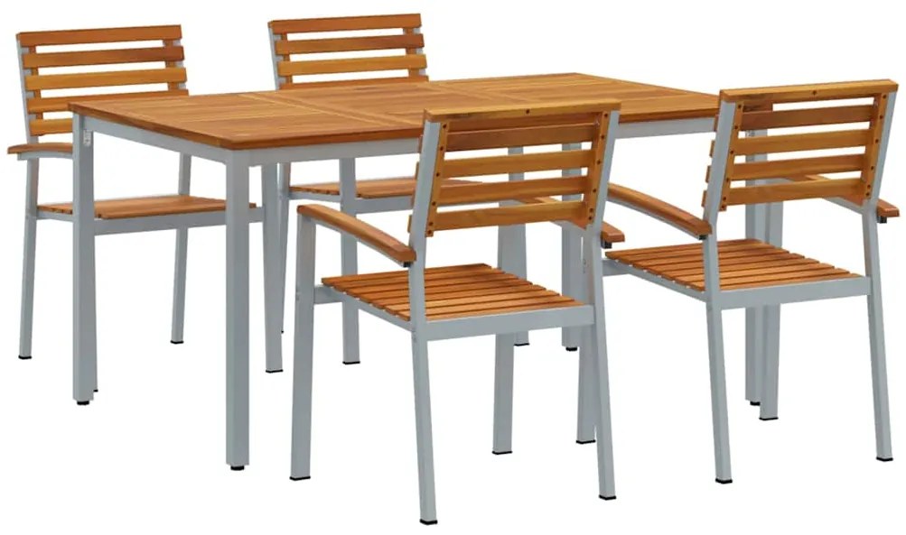 vidaXL Σέτ φαγητού για κήπο 5 pcs Γκρι και καφέ 150 x 90 x 75 cm