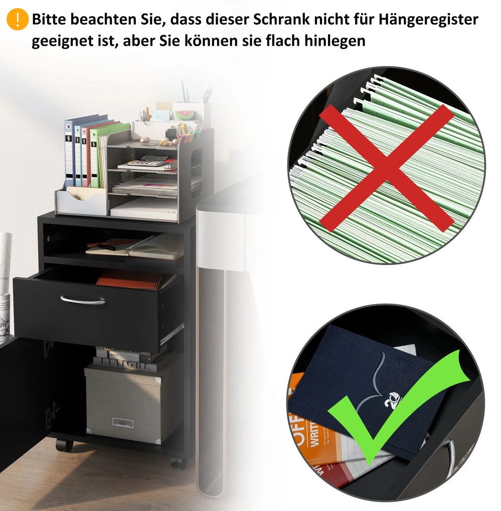 HOMCOM συρταριέρα, συρταριέρα, 1 διαμέρισμα, 1 ράφι, 1 συρτάρι, 40 x 3 x 60 cm, μαύρο