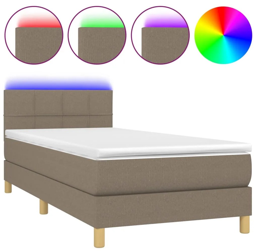 ΚΡΕΒΑΤΙ BOXSPRING ΜΕ ΣΤΡΩΜΑ &amp; LED TAUPE 100X200 ΕΚ. ΥΦΑΣΜΑΤΙΝΟ 3133697