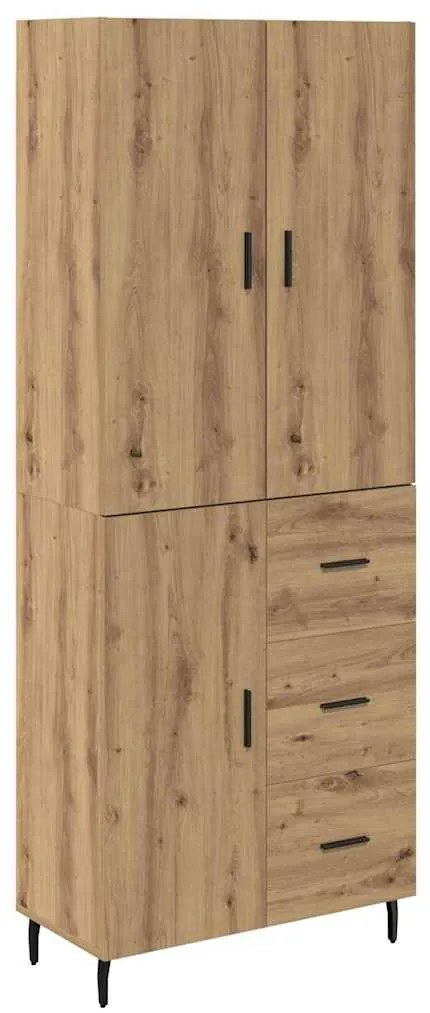 vidaXL Highboard με συρτάρι 2 pcs Artisan Oak Σύνθετο Ξύλο και Γυαλί
