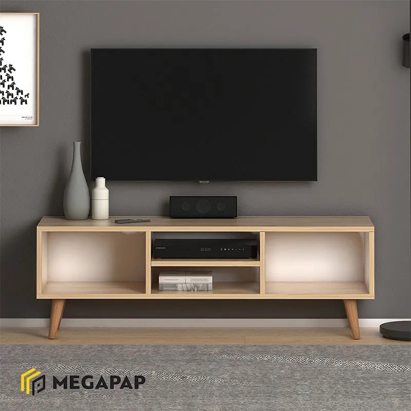 ΕΠΙΠΛΟ ΤΗΛΕΟΡΑΣΗΣ LOREN MEGAPAP ΑΠΟ ΜΕΛΑΜΙΝΗ ΧΡΩΜΑ OAK 120X30X40ΕΚ.