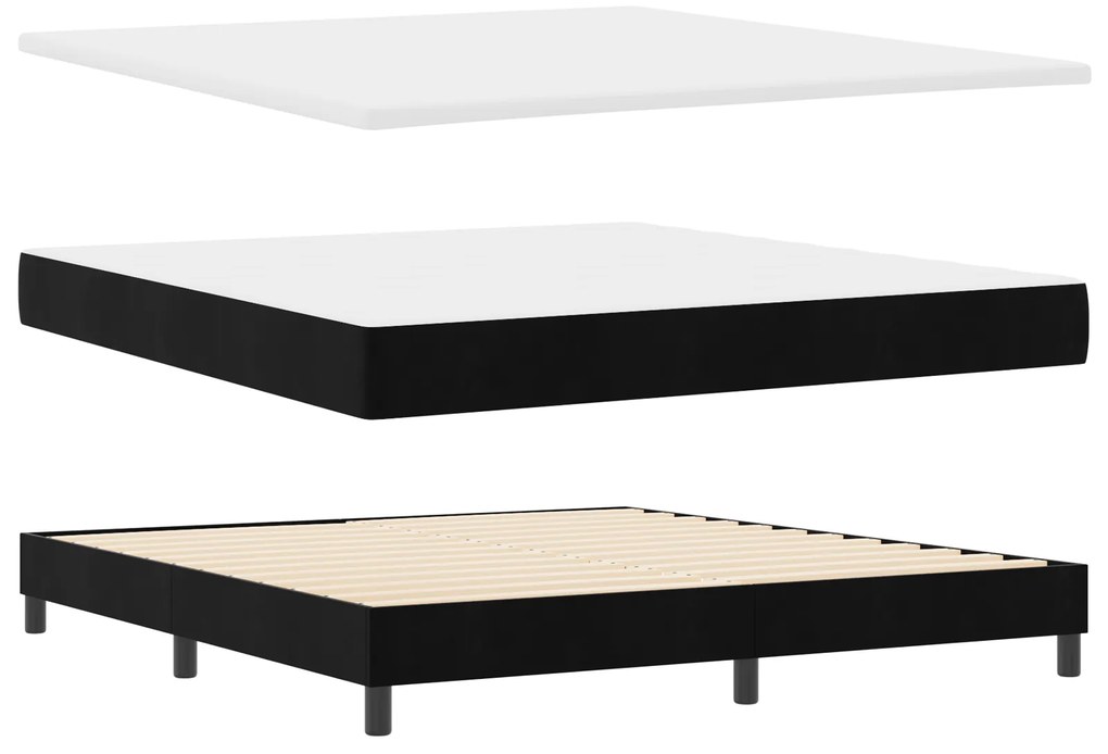 vidaXL Κρεβάτι Box Spring με Στρώμα Μαύρο Σούπερ Βασιλικό Βελούδο
