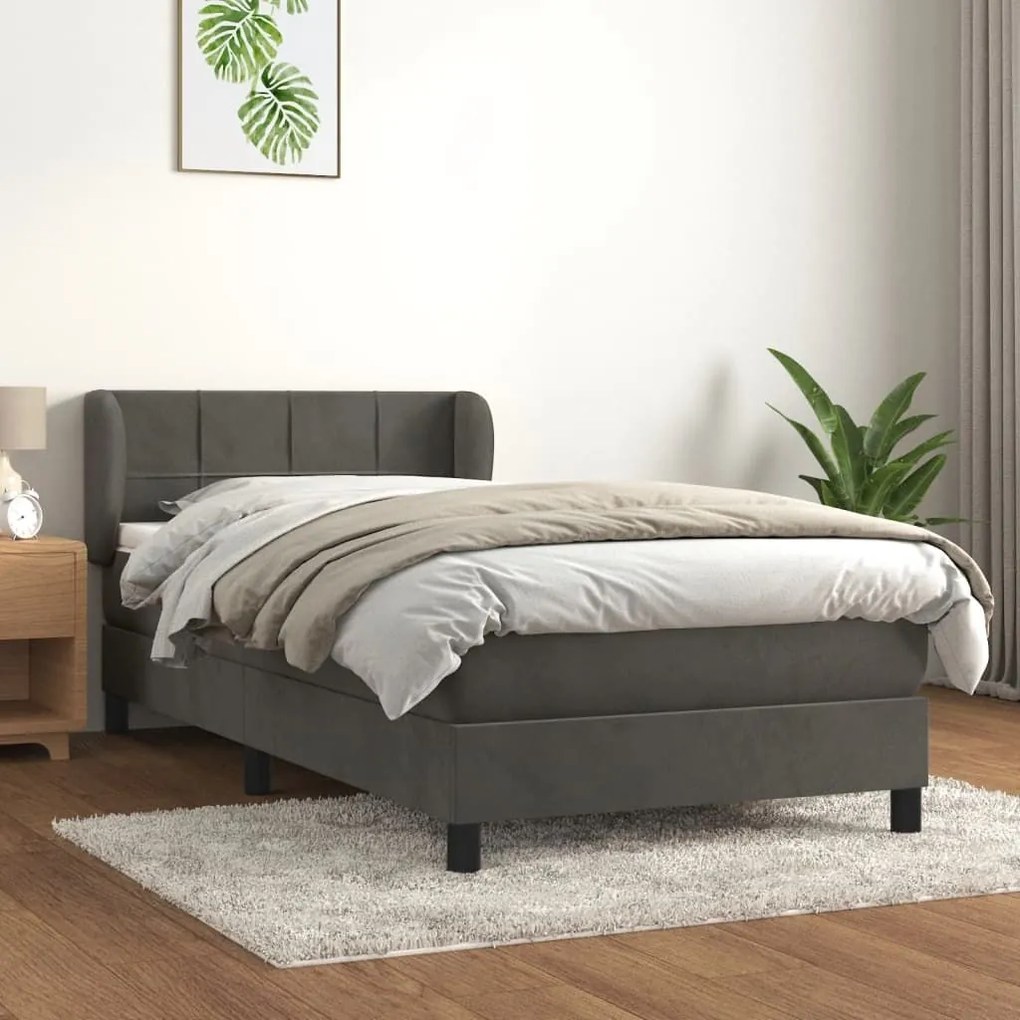 ΚΡΕΒΑΤΙ BOXSPRING ΜΕ ΣΤΡΩΜΑ ΣΚΟΥΡΟ ΓΚΡΙ 90X200 ΕΚ. ΒΕΛΟΥΔΙΝΟ 3127470