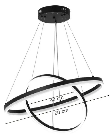 Inlight Κρεμαστό φωτιστικό LED 58W 3CCT (by switch on base) 6095-B-Black