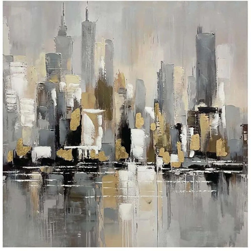 Πίνακας Καμβάς New York 166-225-054 100x4x100cm Multi Τετράγωνοι Καμβάς