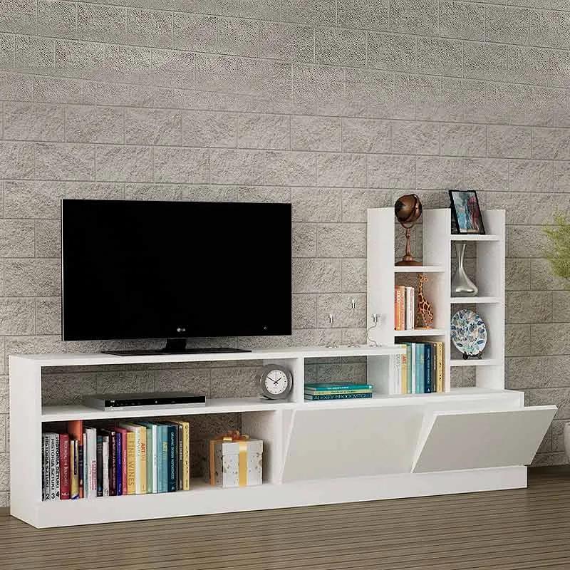 Σύνθεση τηλεόρασης Pesaro Megapap από μελαμίνη χρώμα λευκό 165x25x91,3εκ. - Μελαμίνη - GP042-0030,1