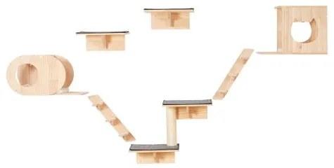 VEVOR Wall Mounted Cat Shelves Tree with Jumping Boards Nests Hammock Set of 7
