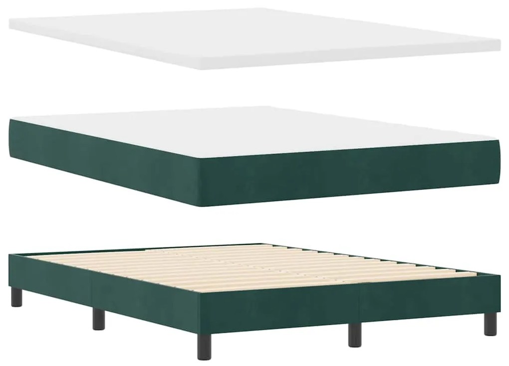 vidaXL Κρεβάτι με ελατήρια Σκούρο πράσινο 140 x 200 cm Βελούδο
