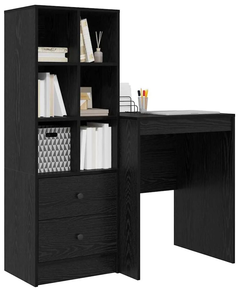 vidaXL Γραφείο με αποθηκευτικό χώρο 2 pcs Μαύρη δρυς 60 x 50 x 76 εκ.
