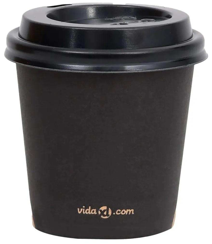 vidaXL Ποτήρια Καφέ Χάρτινα με Καπάκια 120 ml 1000 Τεμάχια Μαύρα