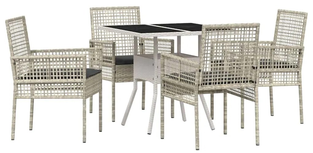 vidaXL Σέτ φαγητού για κήπο 5 pcs Ανοιχτό γκρι συνθετικό ρατάν