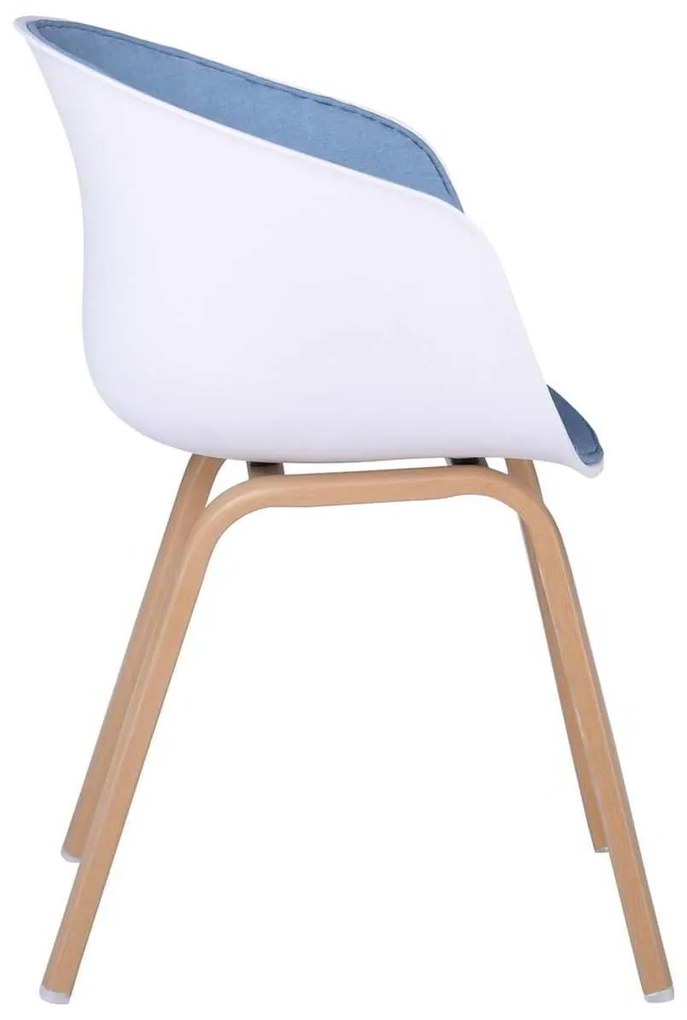 πολυθρόνα Steel OPTIM Φυσικό/ PP Άσπρο/Ύφασμα Μπλε 54x51x79cm (Σετ 4 ΤΕΜ)