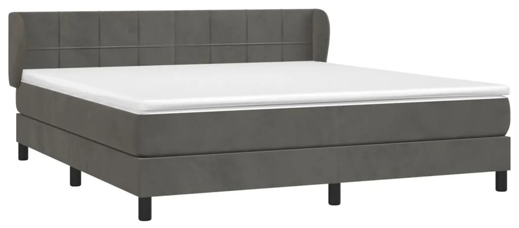 vidaXL Κρεβάτι Boxspring με Στρώμα Σκούρο Γκρι 160x200 εκ. Βελούδινο