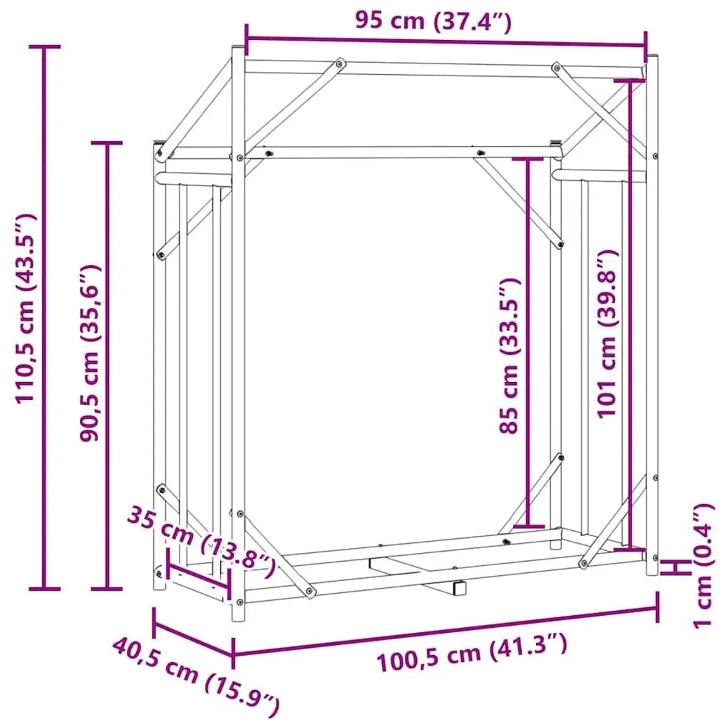 Ράφι για καυσόξυλα με κάλυμμα βροχής 100,5x40,5x110,5 εκ. - Μαύρο