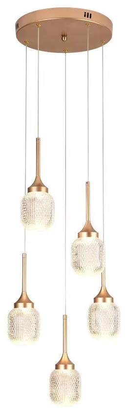 Φωτιστικό Οροφής Κρεμαστό 4077-5 Led 3000K 5500lm 5x10W 30x200cm Gold Inlight