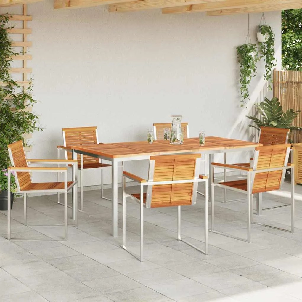vidaXL Σέτ φαγητού για κήπο 7 pcs Σταθερό Ξύλο Ακακίας