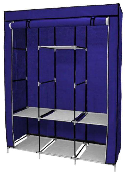 Φορητή Υφασμάτινη Ντουλάπα με Μεταλλικό Σκελετό 130 x 45 x 170 cm Χρώματος Μπλε Hoppline HOP1000701-1