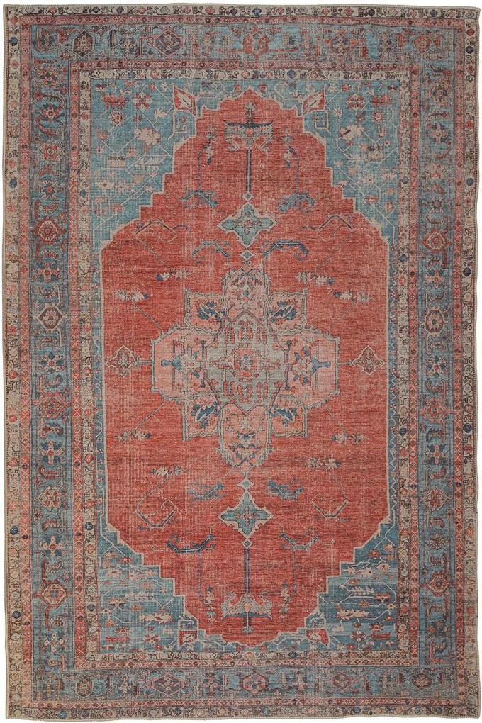 Χαλί Plumeria 5161-00 Terra-Blue-Beige Βιοκαρπέτ 160X230cm