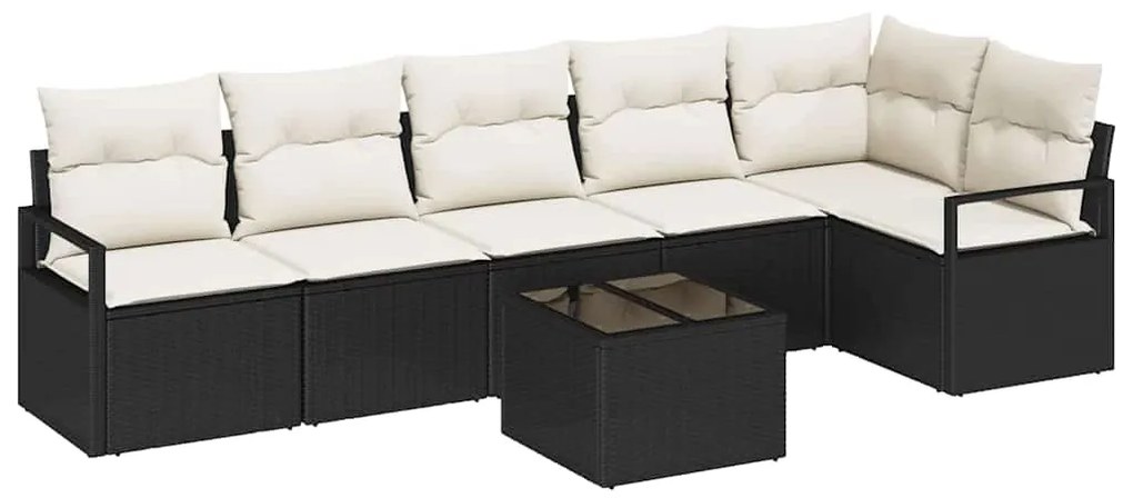 vidaXL Σετ Καναπέ Κήπου 7 pcs Μαύρο Πολυ ράταν