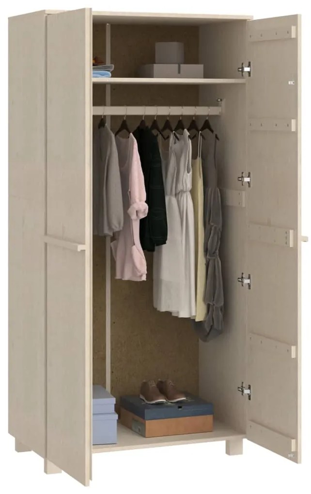 vidaXL Ντουλάπα HAMAR Καφέ Μελί 89 x 50 x 180 εκ. Μασίφ Ξύλο Πεύκου
